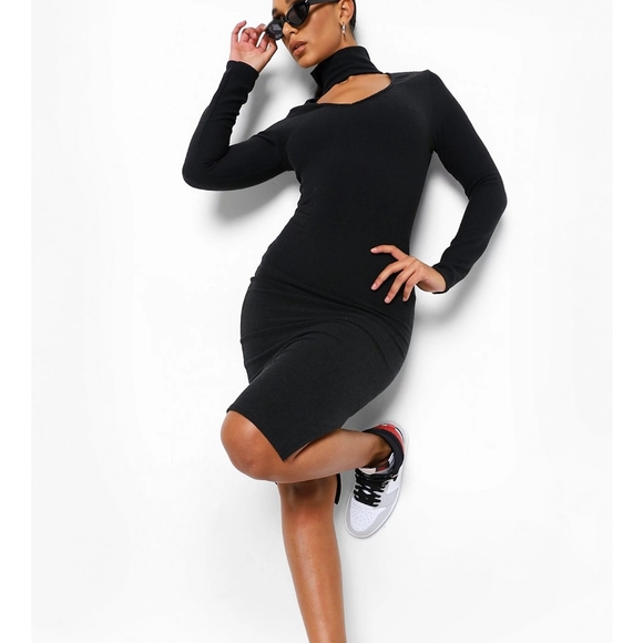 High Neck Cut Out Midi Dress - Picture 6 of 7